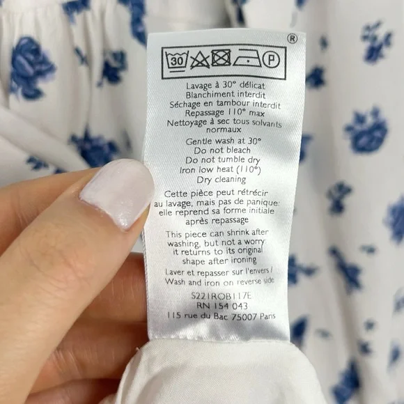 Sézane Aurora Mini Dress in Roses Bleues Floral Long Sleeve Prairie - Picture 13 of 15